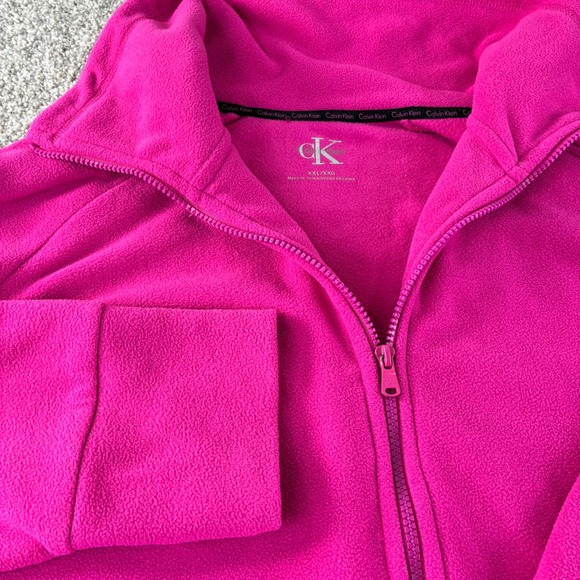 Calvin Klein CK XXL Full Zip Fleece Jacket Pink Mock Neck Pullover Plus Size - Picture 1 of 10